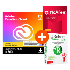 Adobe Creative Cloud All Apps - Etudiants/Enseignants + Le Robert Correcteur - Etudiants/Enseignants + McAfee LiveSafe