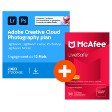 Adobe Creative Cloud Photo - 20 Go + McAfee LiveSafe