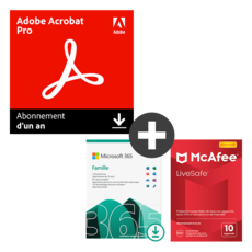 Acrobat Pro + Microsoft 365 Famille + McAfee LiveSafe