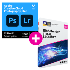 Pack Adobe Photoshop + Lightroom (Creative Cloud Photo 20 Go) + Bitdefender Total Security
