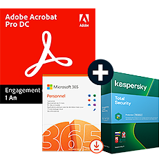 Pack Acrobat Pro DC + Microsoft 365 Personnel + Kaspersky Total Security